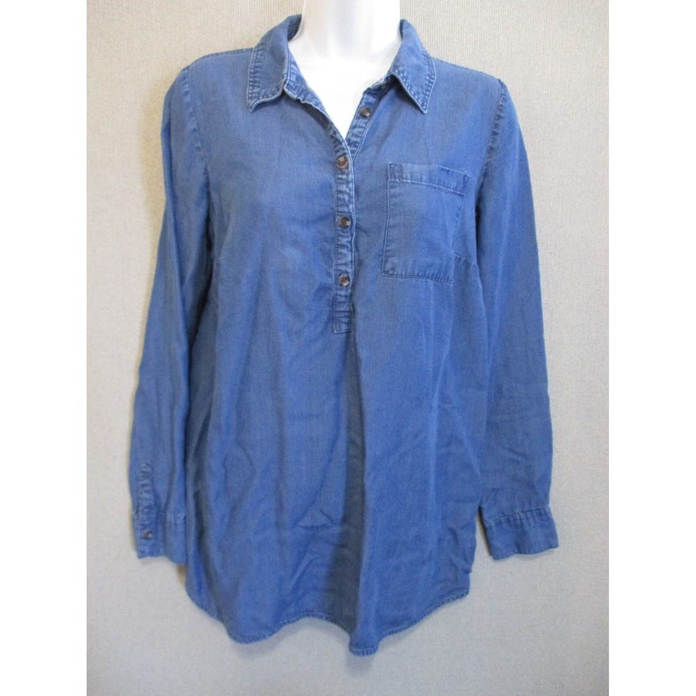 Isabel Maternity Shirt Size XS Blue Lyocell Pullover Tunic Top